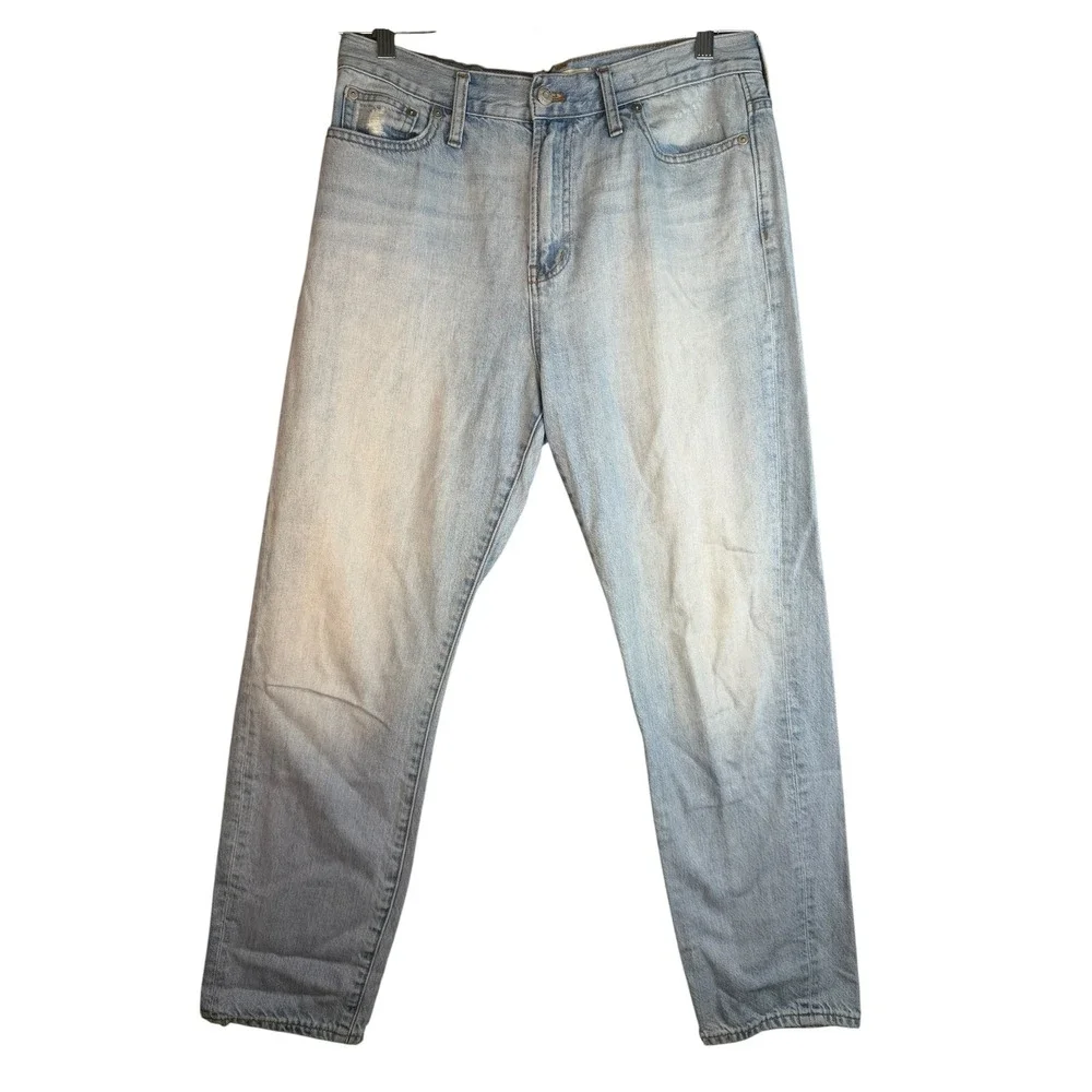 Madewell The Perfect Summer Jean Light Wash Distressed Tapered Denim Size 30‎